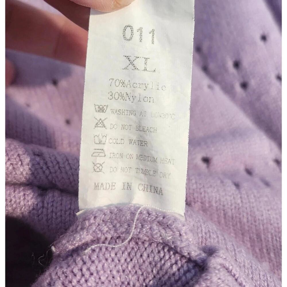 3/$20 Lavender Sweater XL Pullover Soft Knit Cozy Pastel Spring - Picture 8 of 8